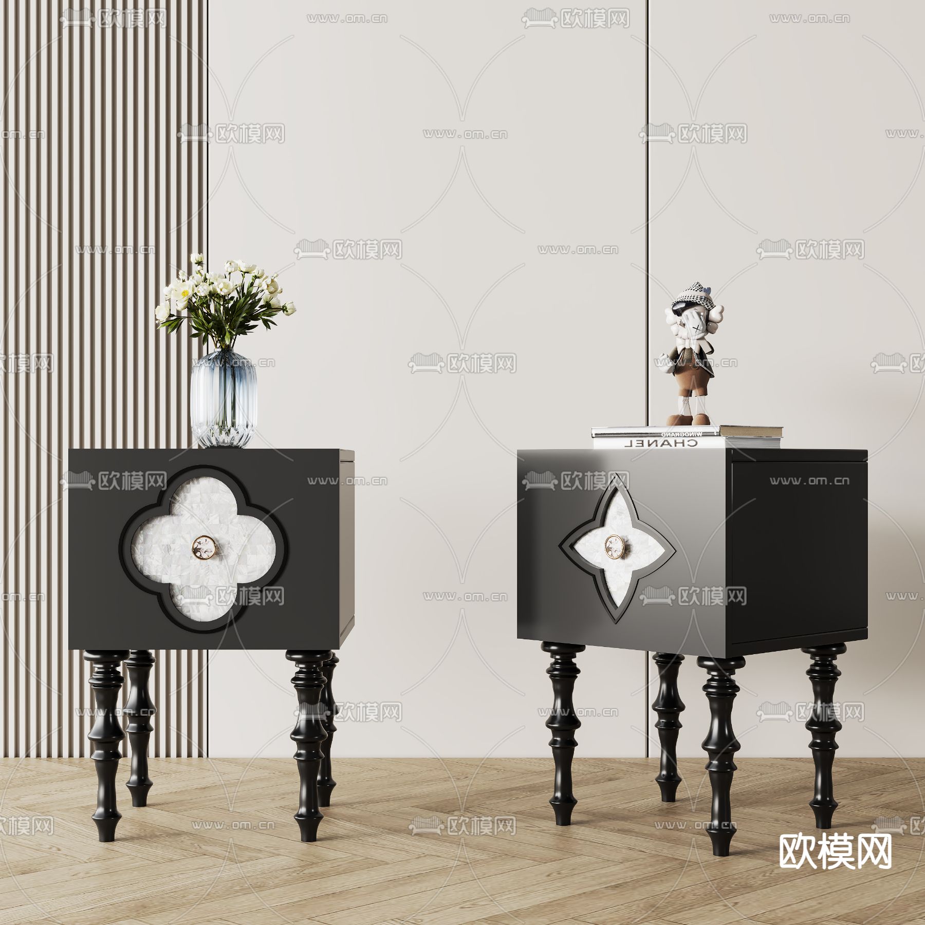 中古风床头柜3d模型下载