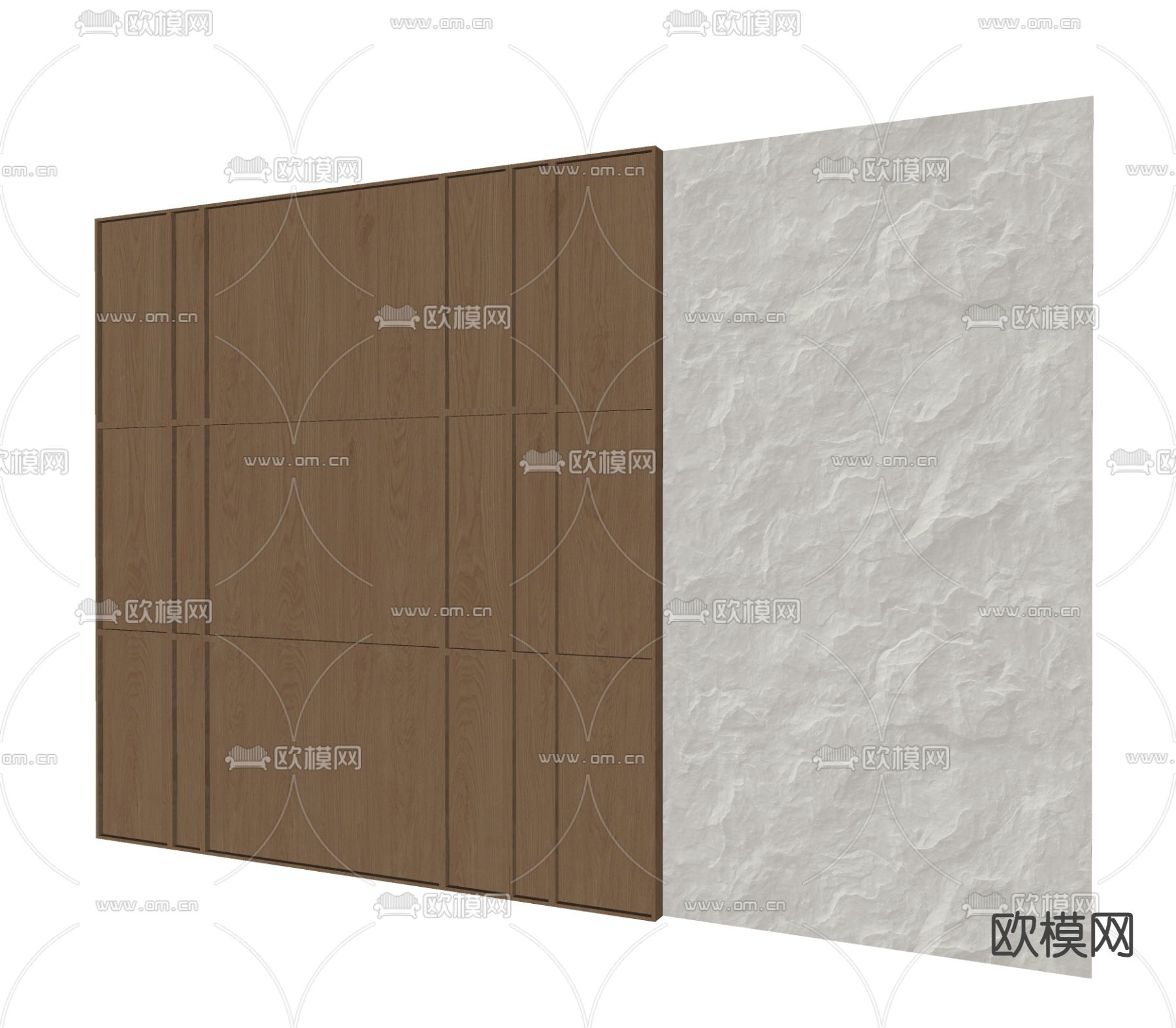 侘寂床头背景 岩石墙su模型下载（渲染图3）
