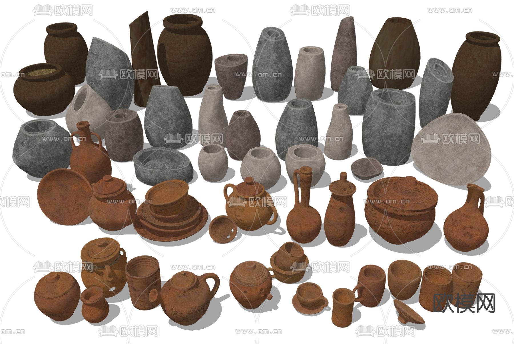 罐子 陶罐 陶盆 器皿su模型下载（渲染图2）