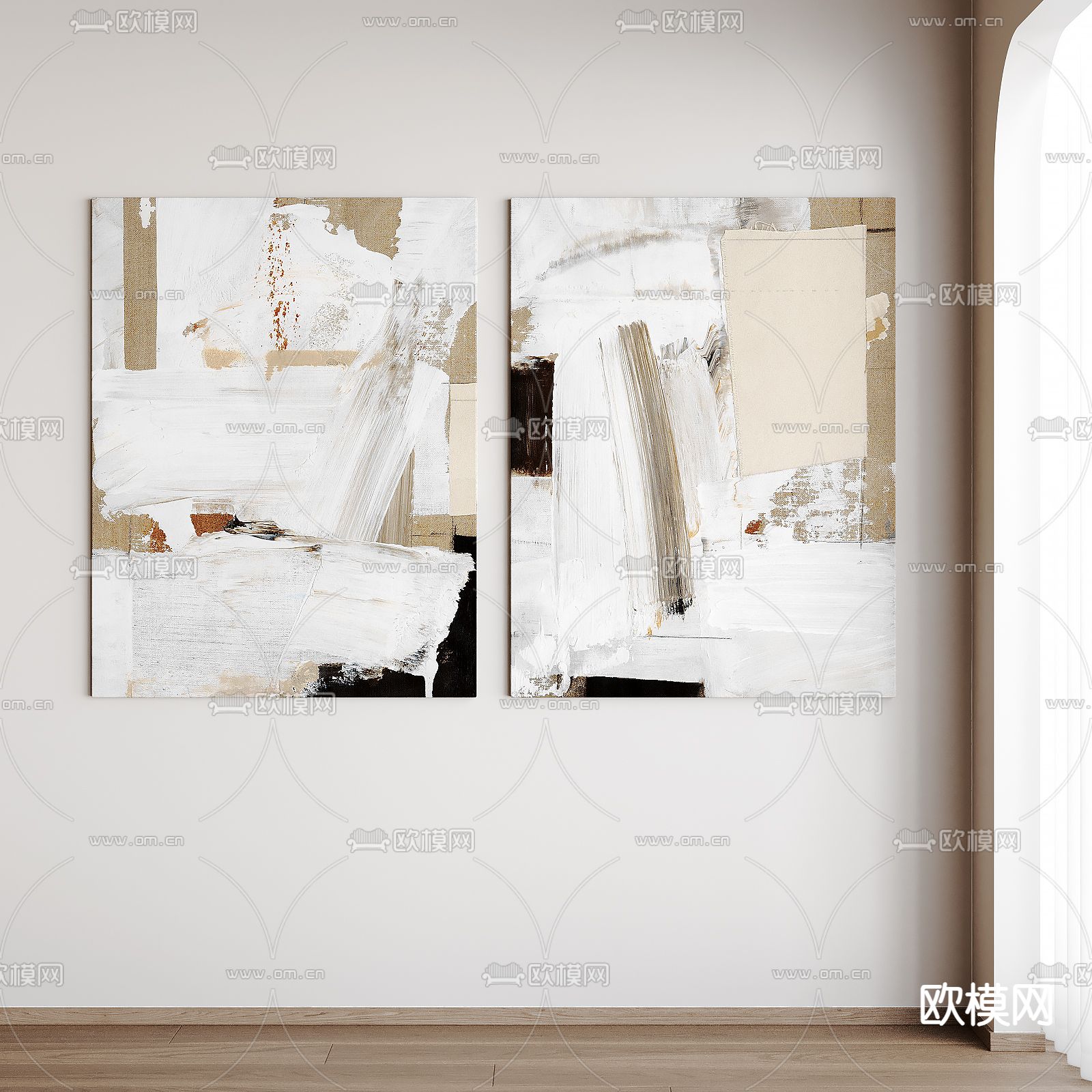 现代挂画 抽象画 装饰画su模型