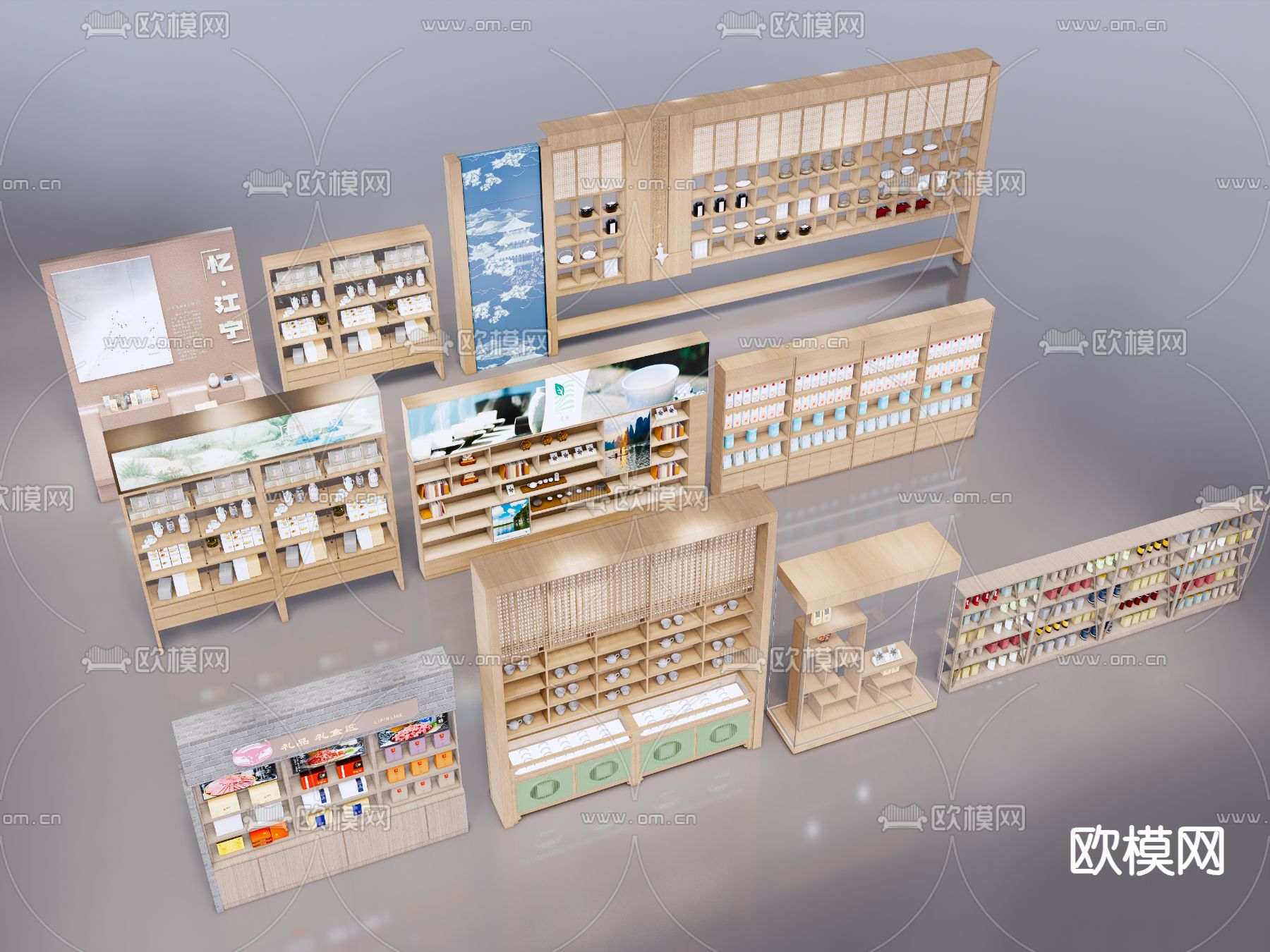 文创展架 商超货架 展柜su模型