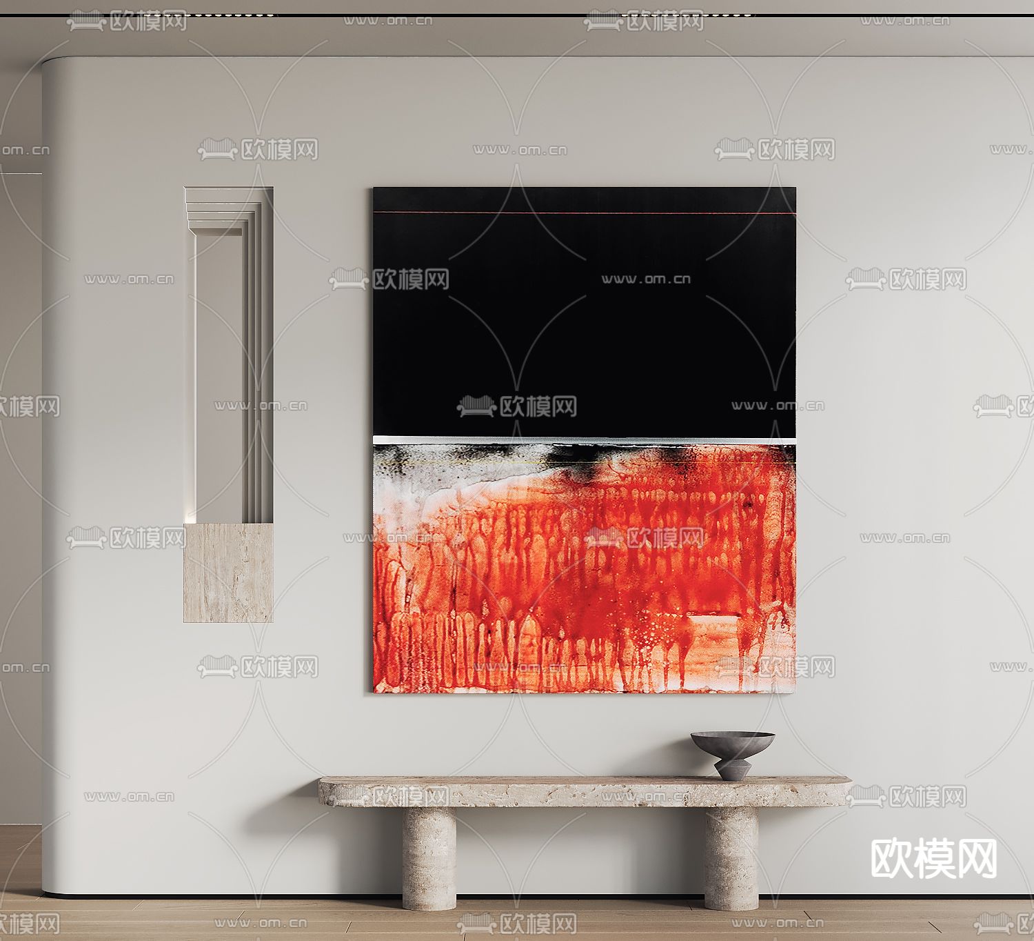 侘寂风挂画 抽象画 装饰画su模型下载（渲染图1）