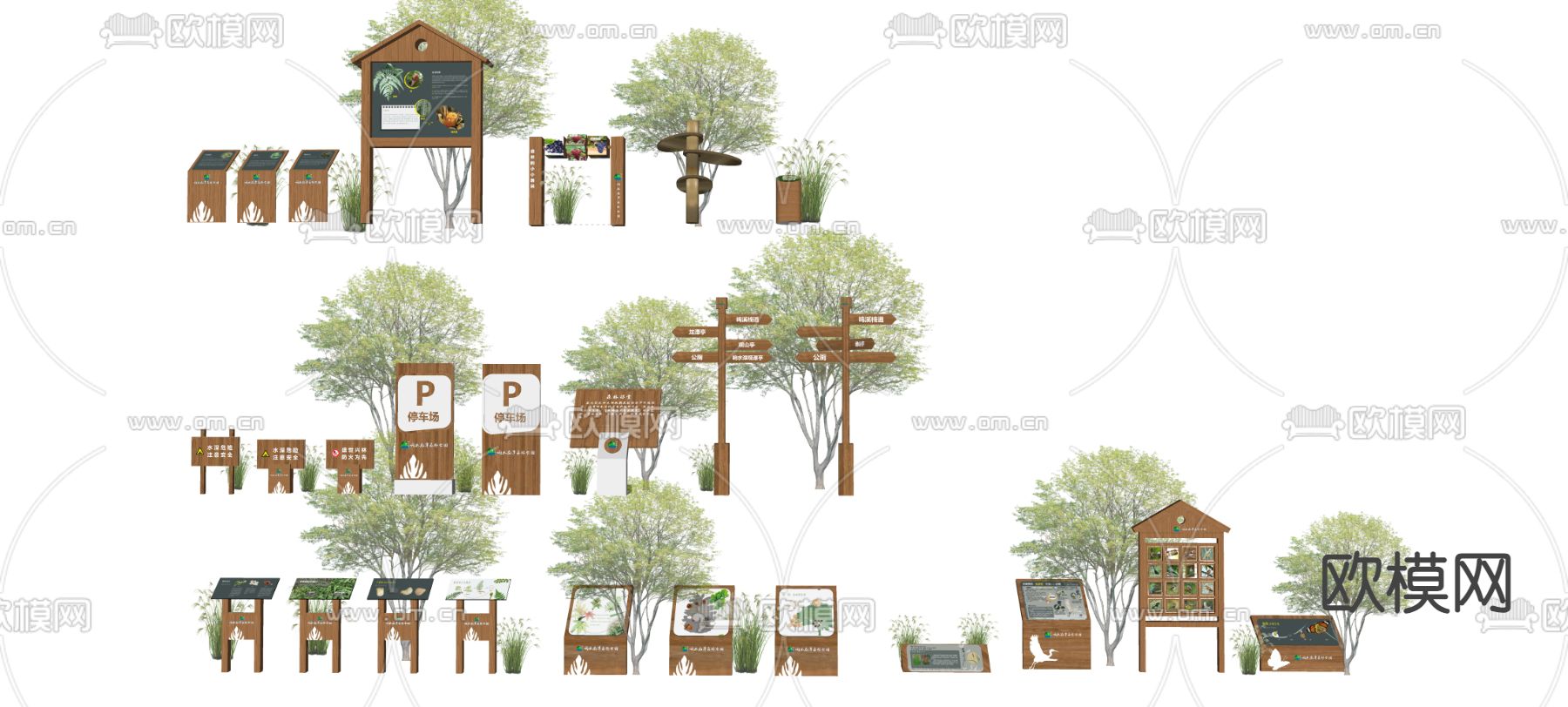 导视系统景观 标识设计su模型下载（渲染图2）