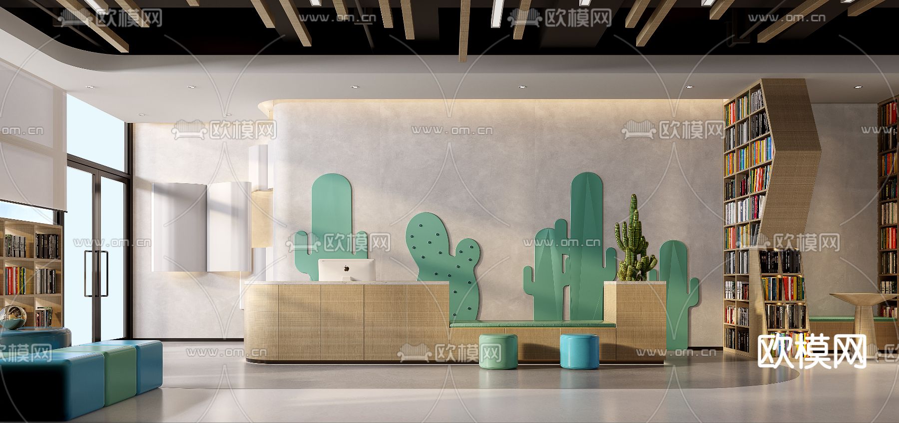 现代图书馆 书店3d模型下载（渲染图3）