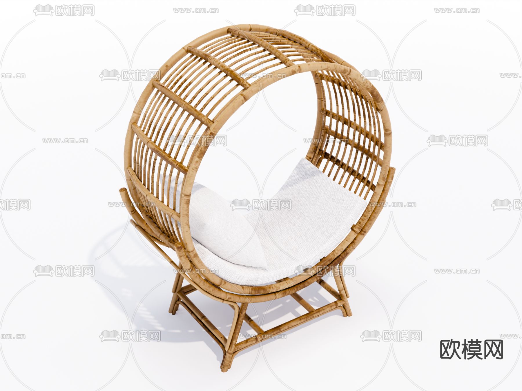 户外沙发 圆形藤编沙发su模型下载（渲染图2）