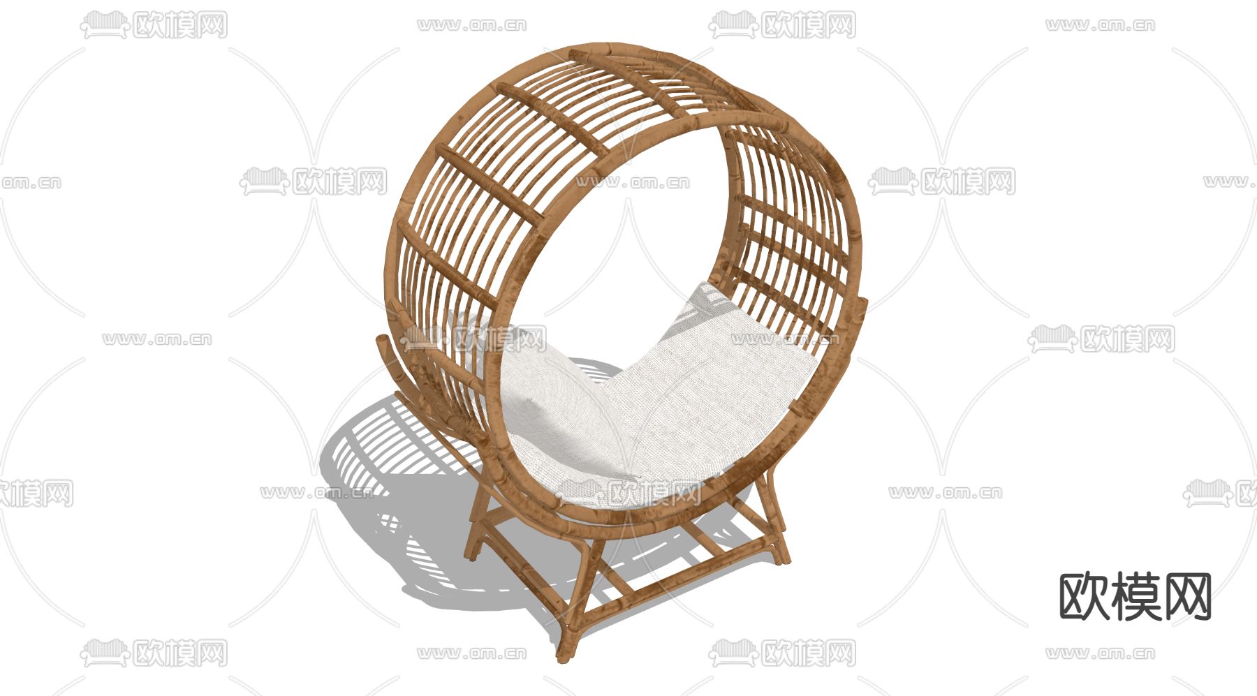 户外沙发 圆形藤编沙发su模型下载（渲染图3）