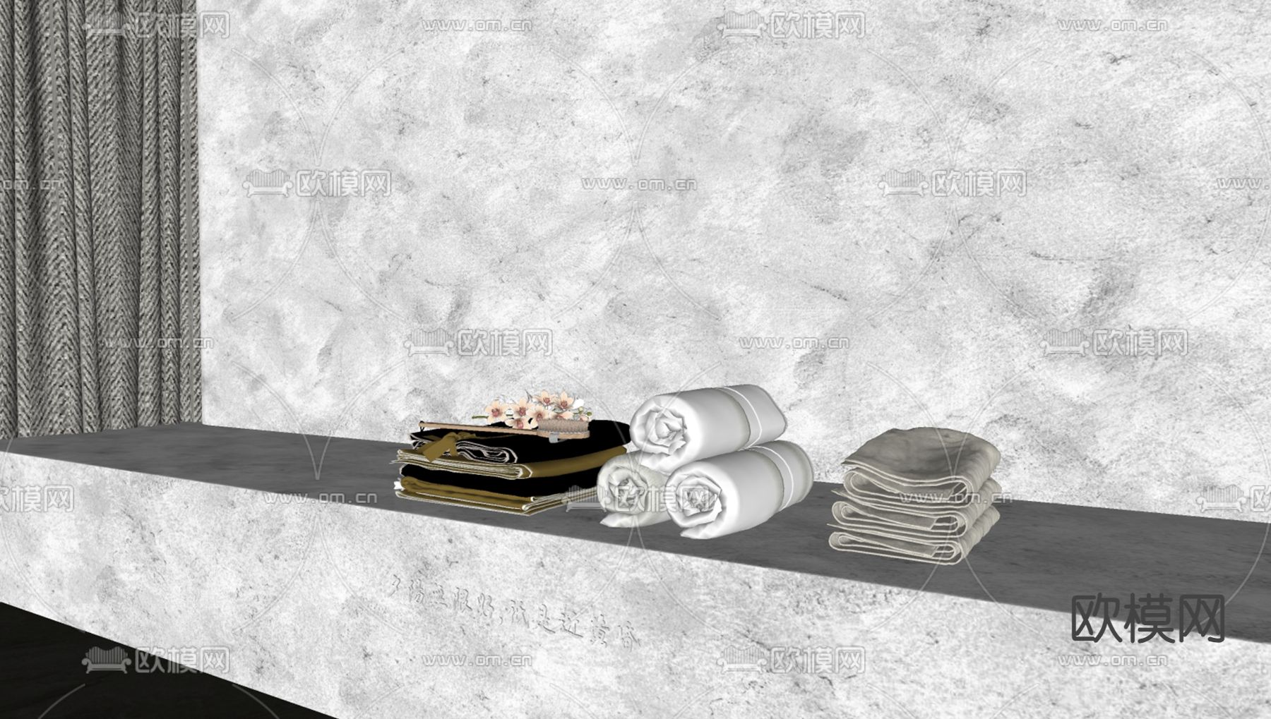 毛巾 浴袍su模型下载（渲染图2）