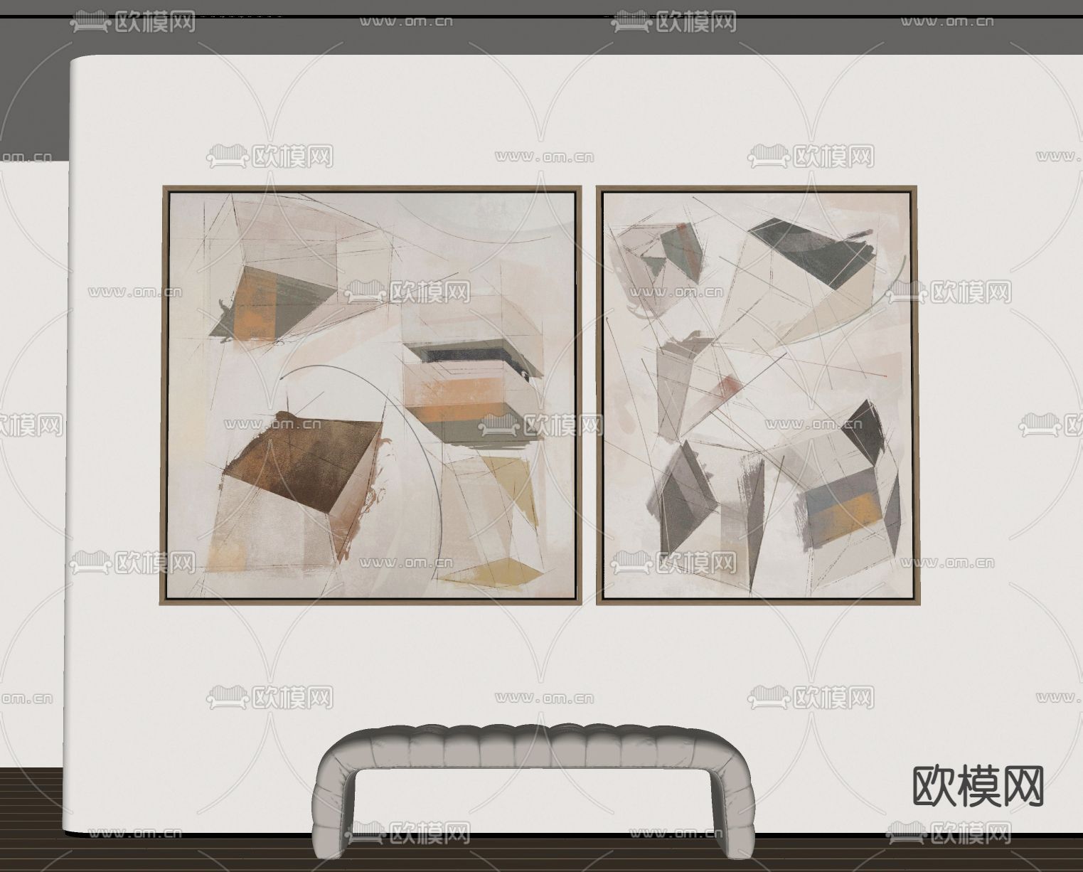 现代挂画 抽象画 装饰画su模型