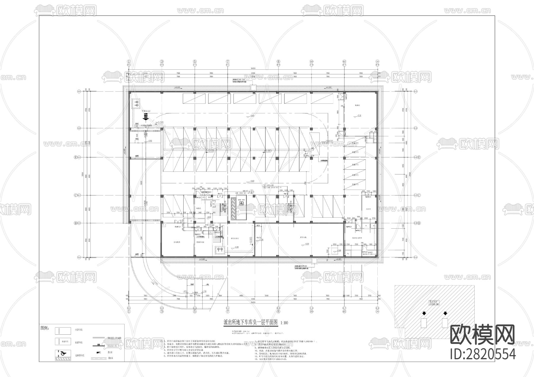 旧县派出所业务用房工程cad施工图下载（渲染图6）