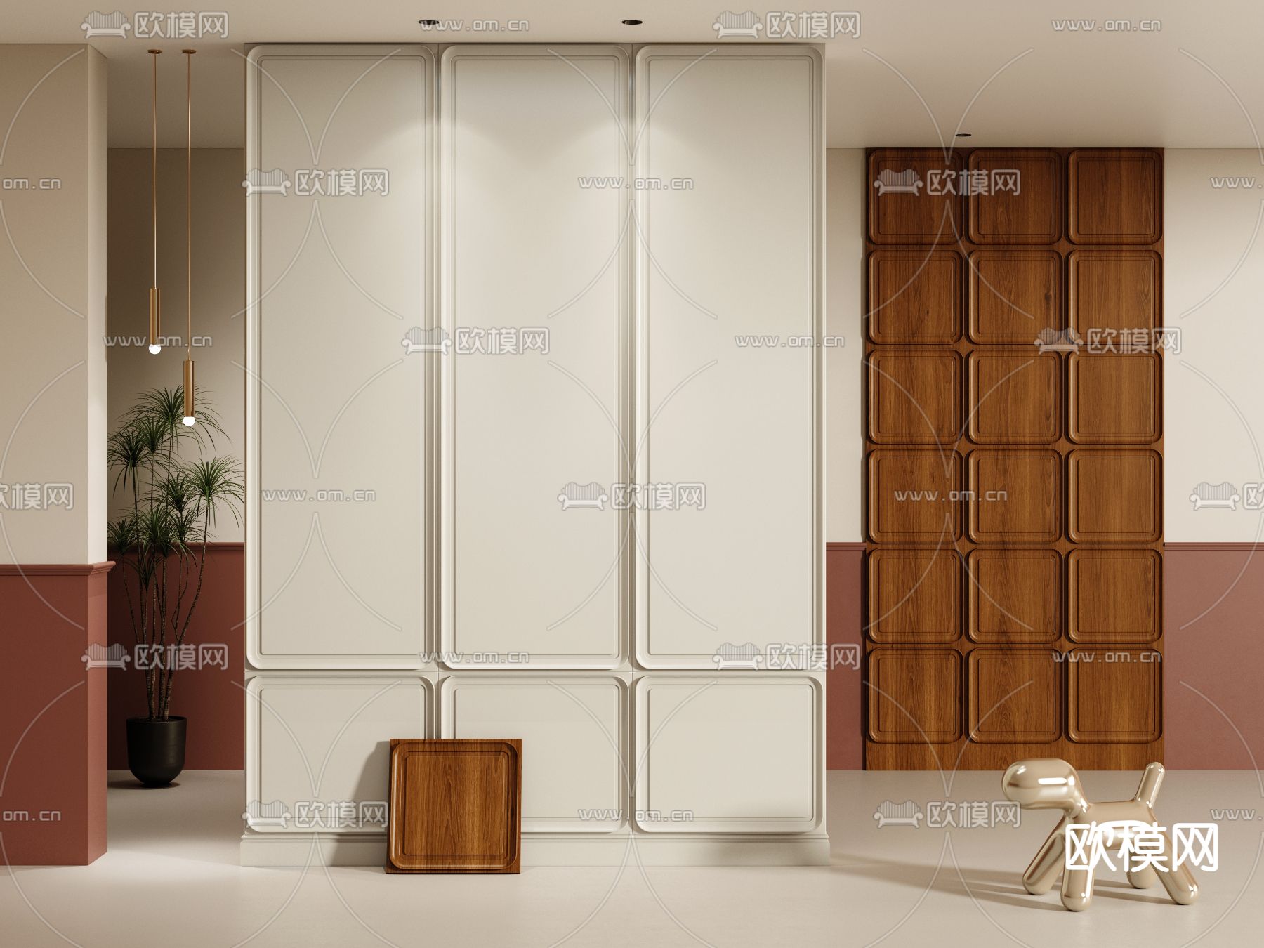 法式护墙板 背景墙3d模型下载