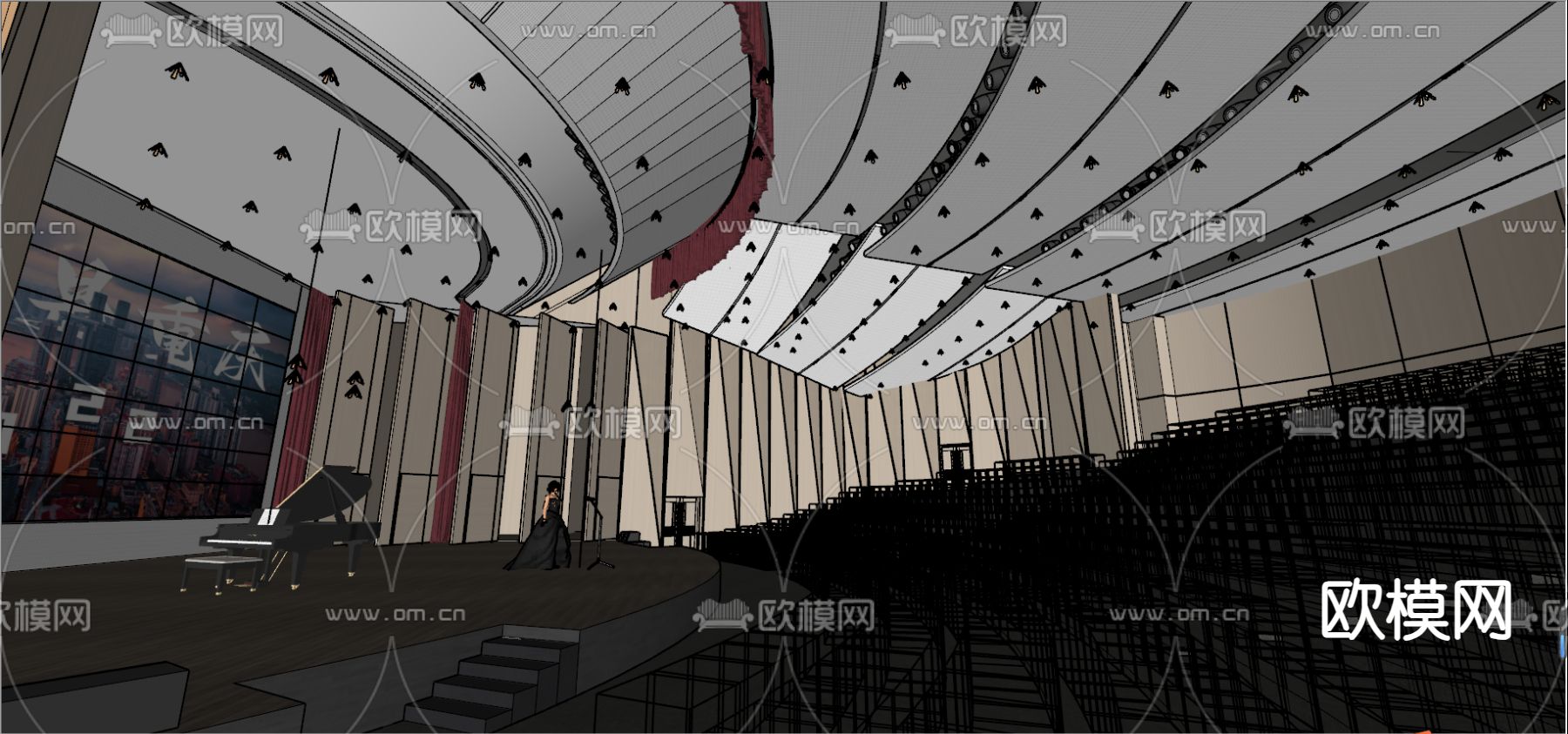 现代剧场 报告厅su模型