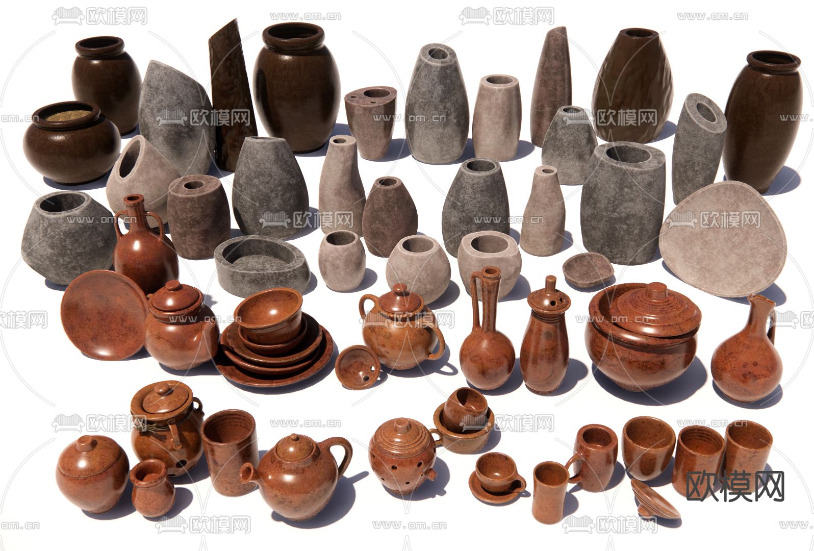 罐子 陶罐 陶盆 器皿su模型下载（渲染图1）