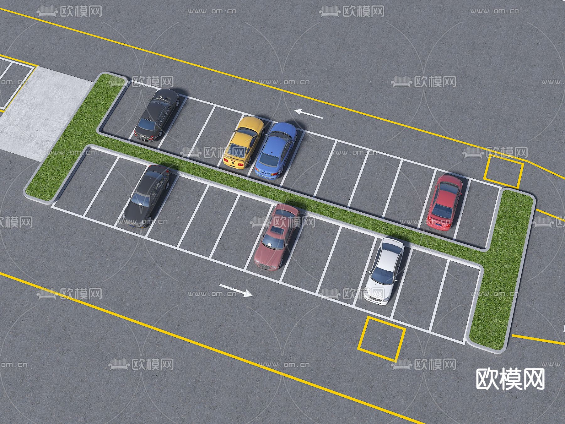 停车位 停车场su模型下载（渲染图1）