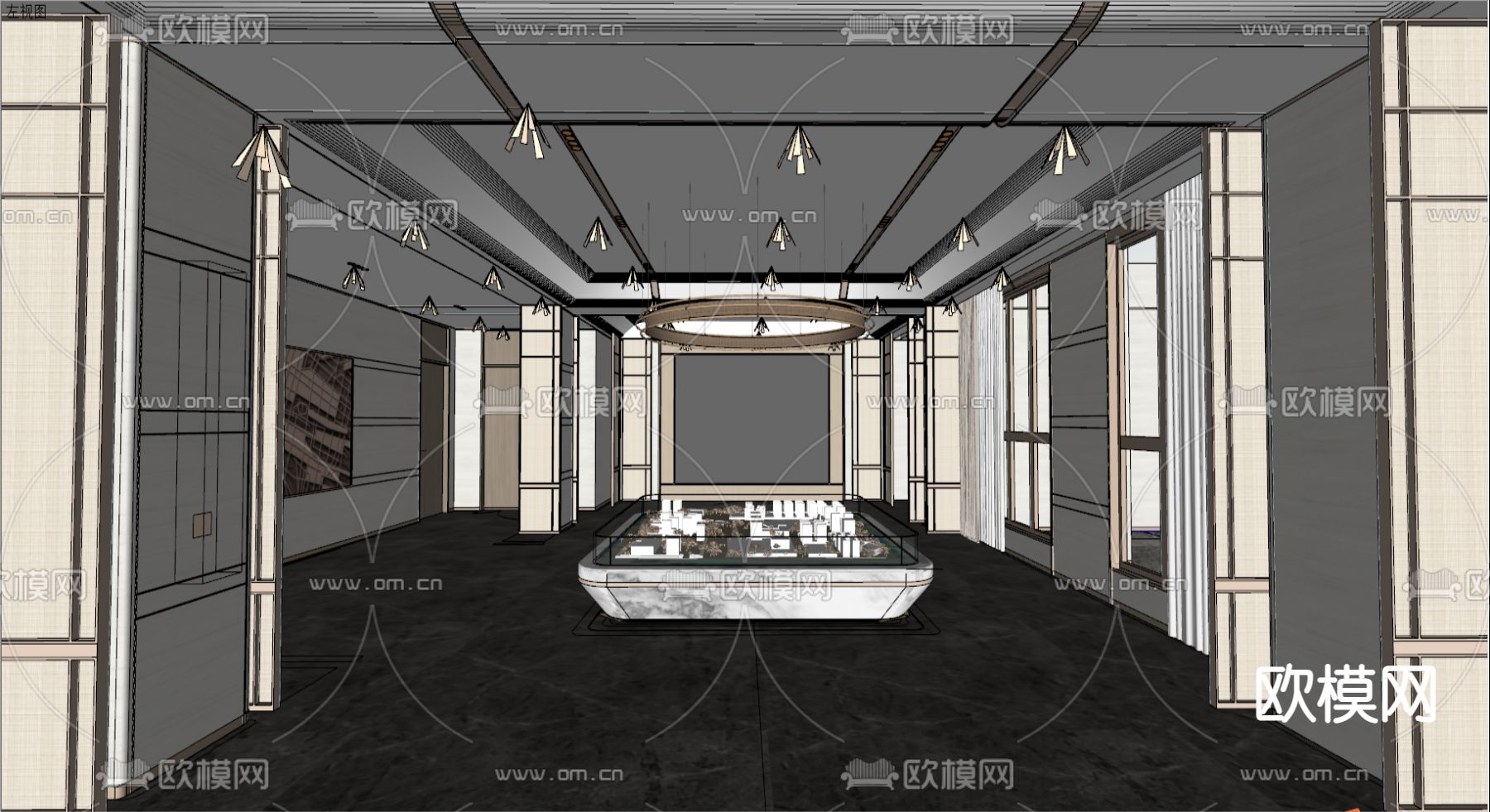 售楼处沙盘区su模型