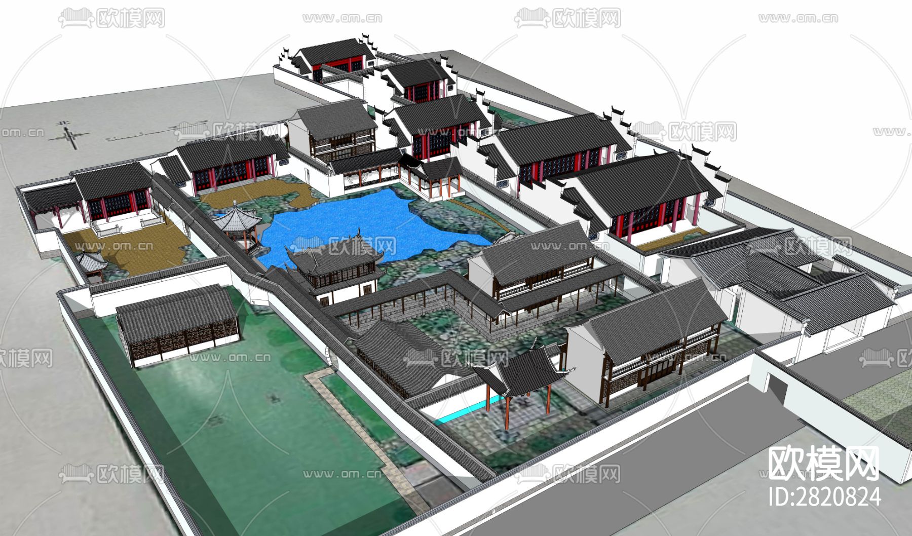 苏州园林景观cad施工图下载（渲染图7）