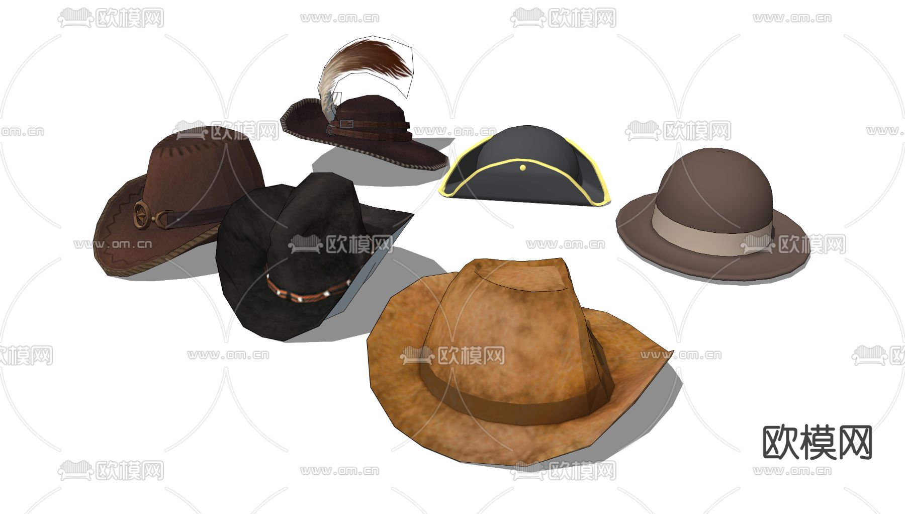 牛仔帽 帽子su模型下载（渲染图1）