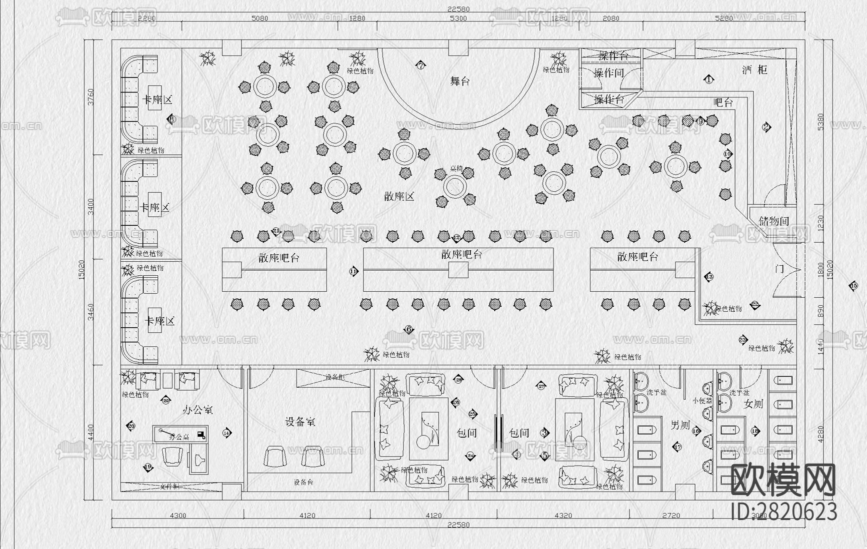 酒吧KTVcad施工图下载（渲染图5）