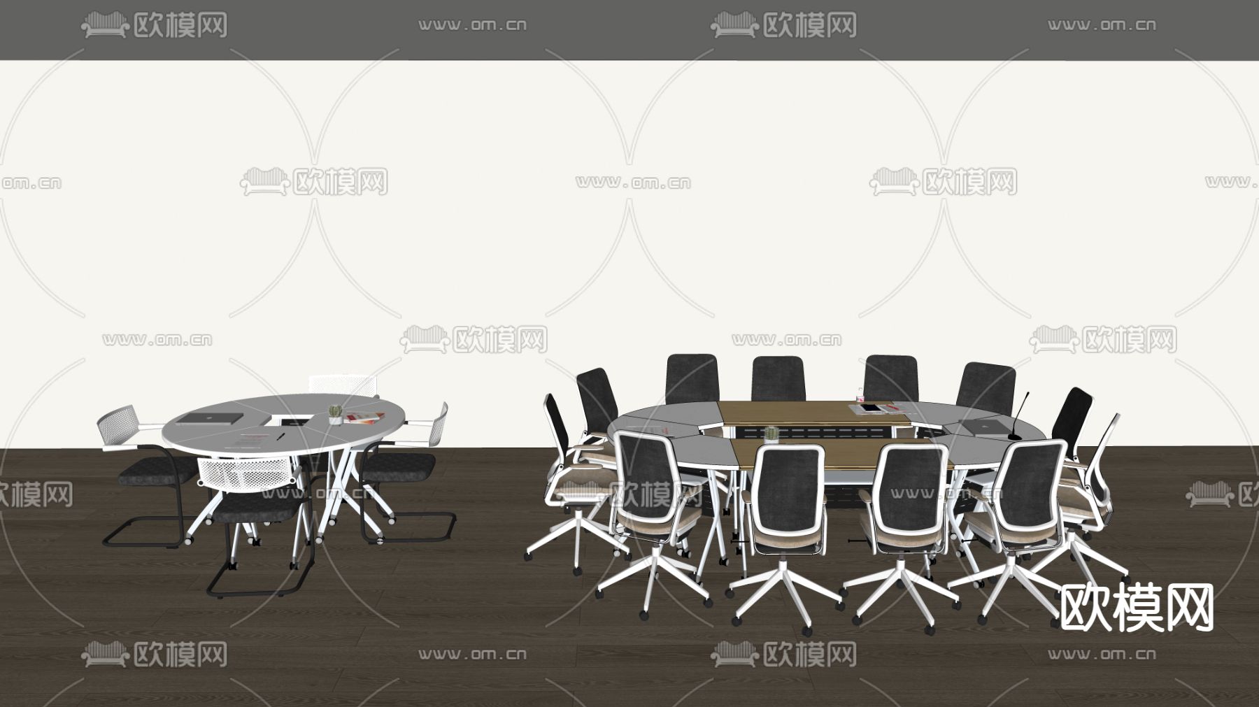 环形会议桌su模型下载（渲染图2）