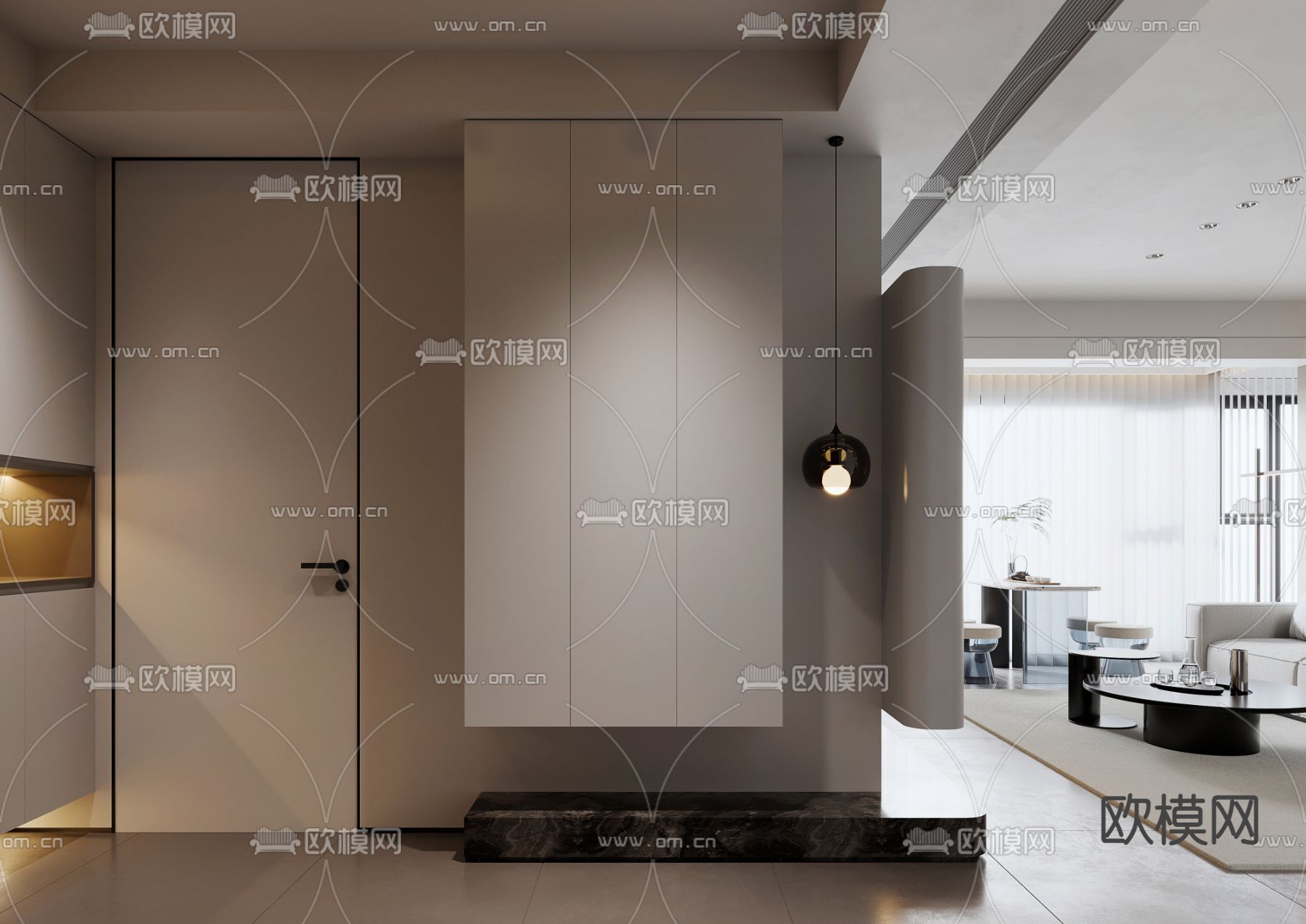 高级灰客餐厅3d模型下载（渲染图5）