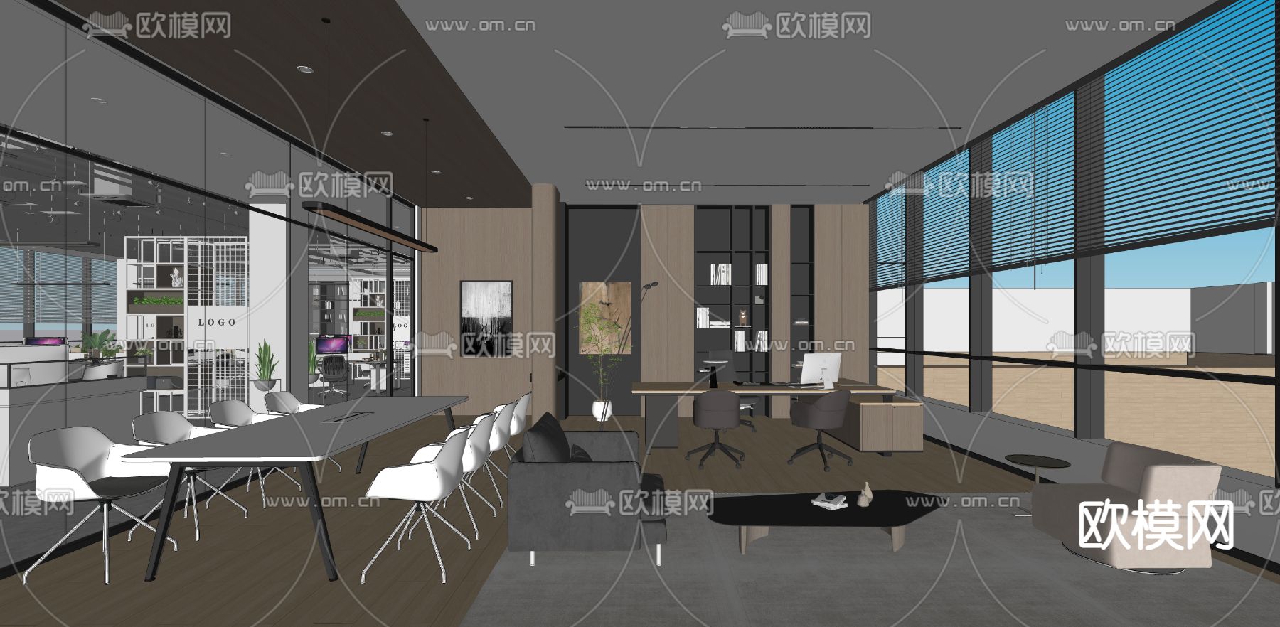 总经理室 董事长室su模型下载（渲染图2）