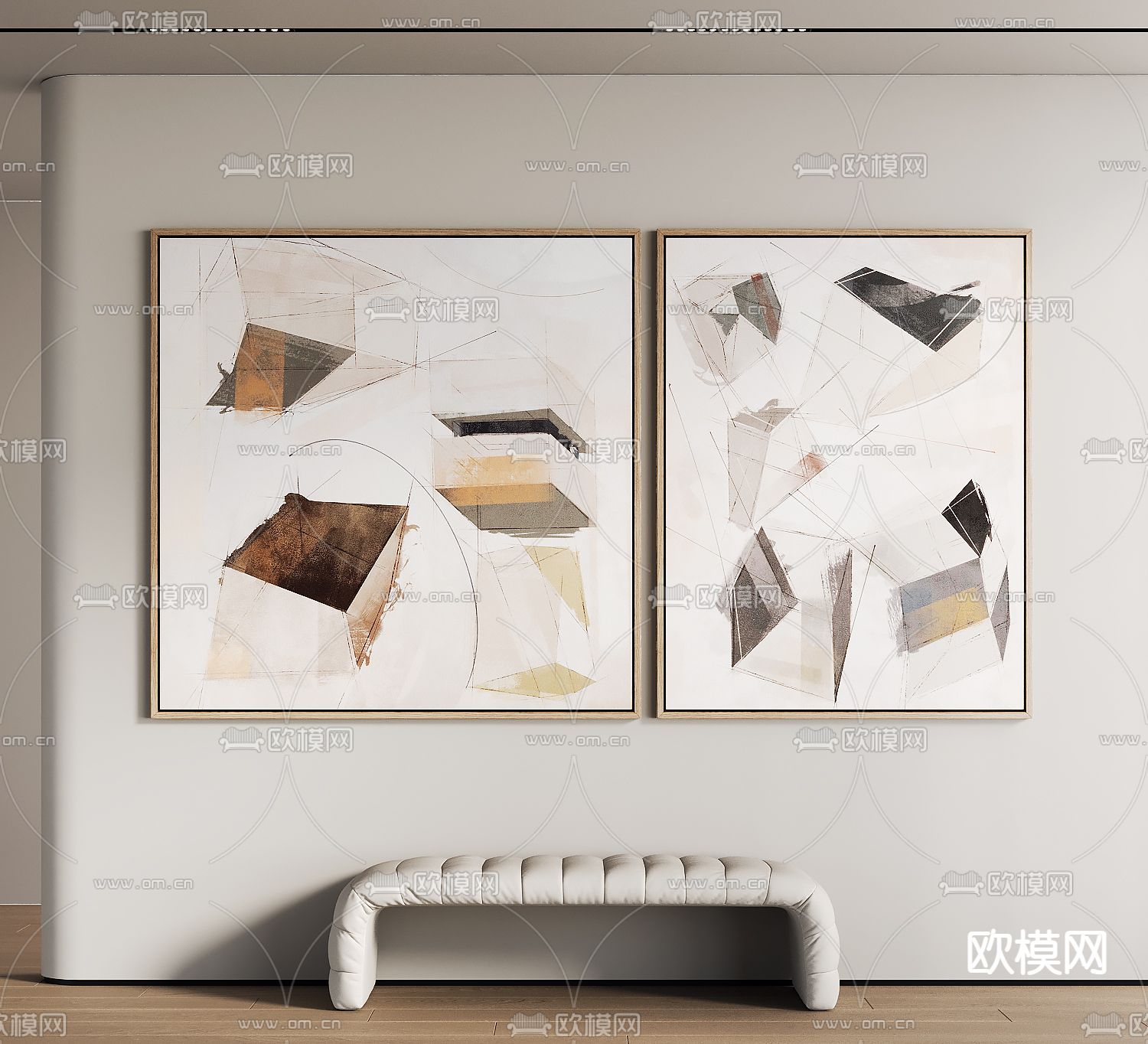 现代挂画 抽象画 装饰画su模型