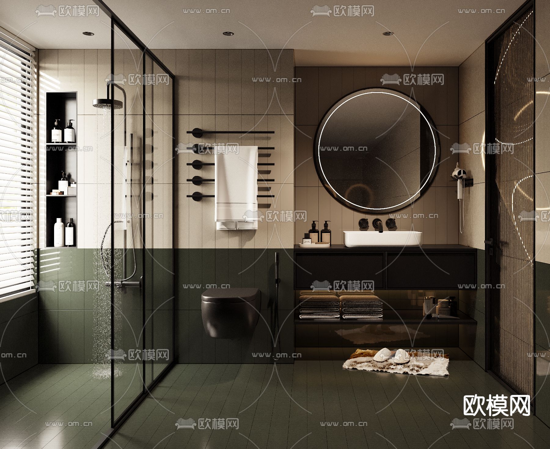 美式卫生间 浴室su模型下载（渲染图1）