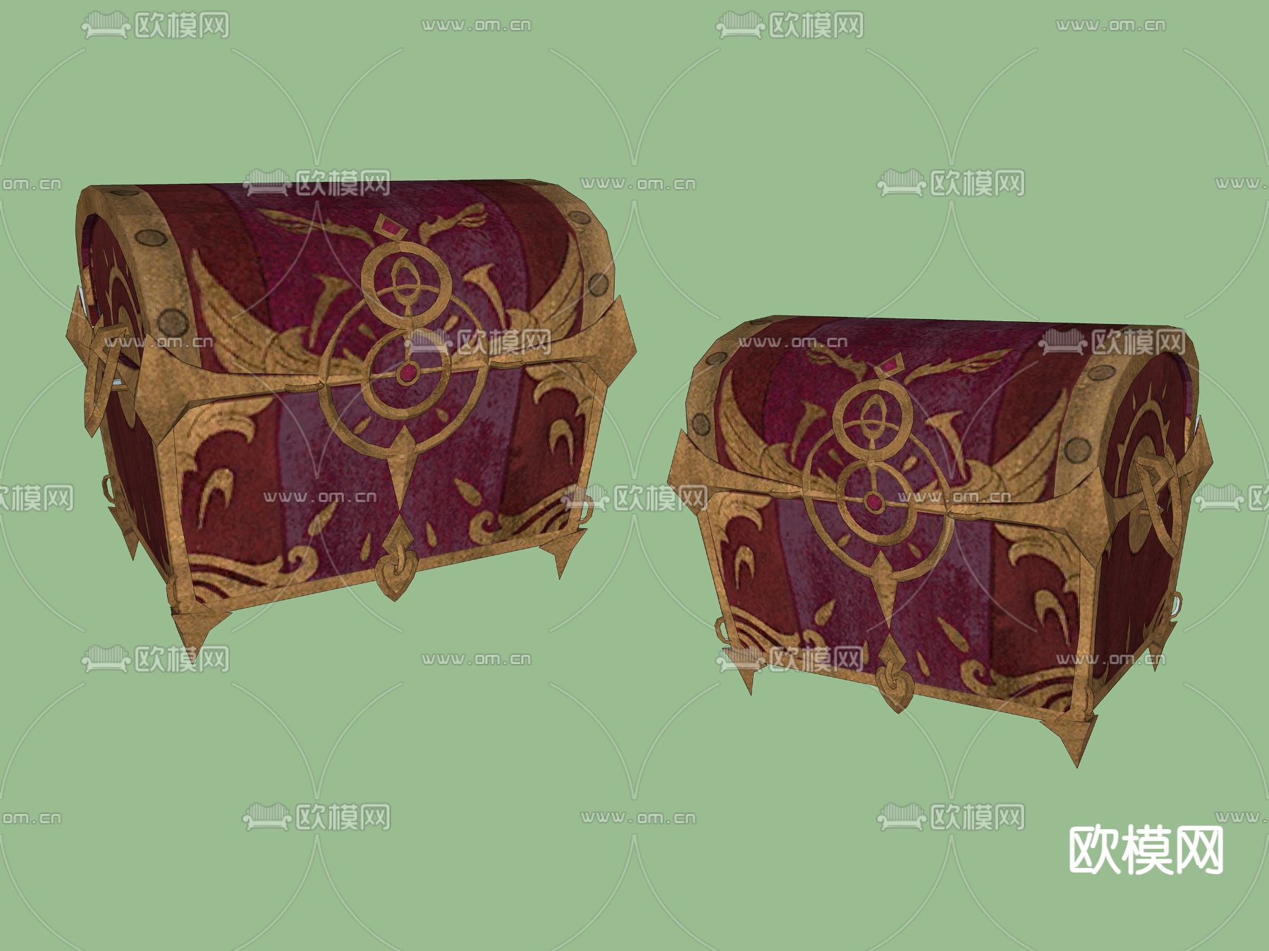 欧式古典箱子su模型下载（渲染图2）