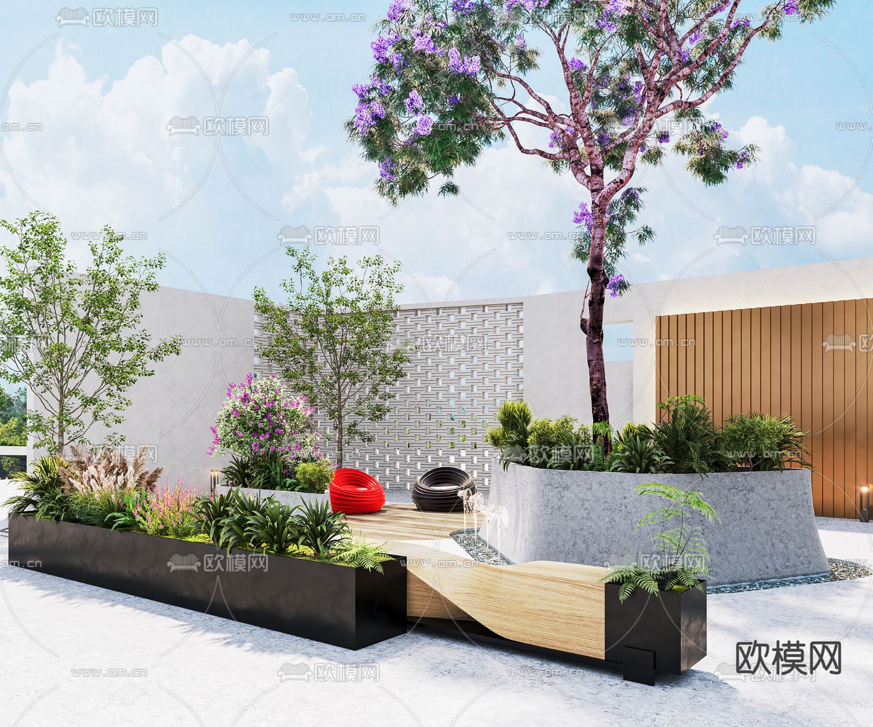 树池 花坛 花池3d模型下载（渲染图2）