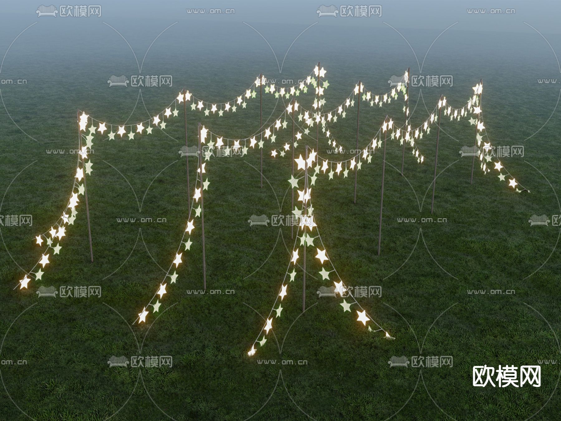 星星灯 氛围灯 户外装饰灯su模型下载（渲染图1）