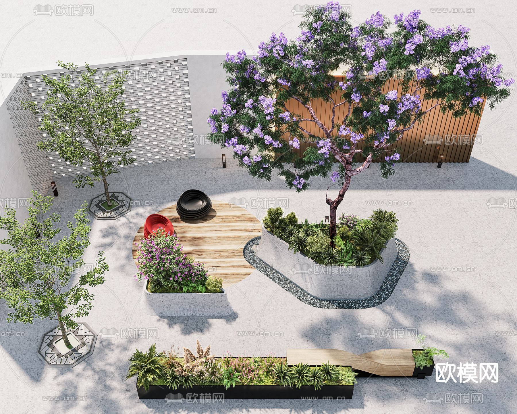 树池 花坛 花池3d模型下载（渲染图1）