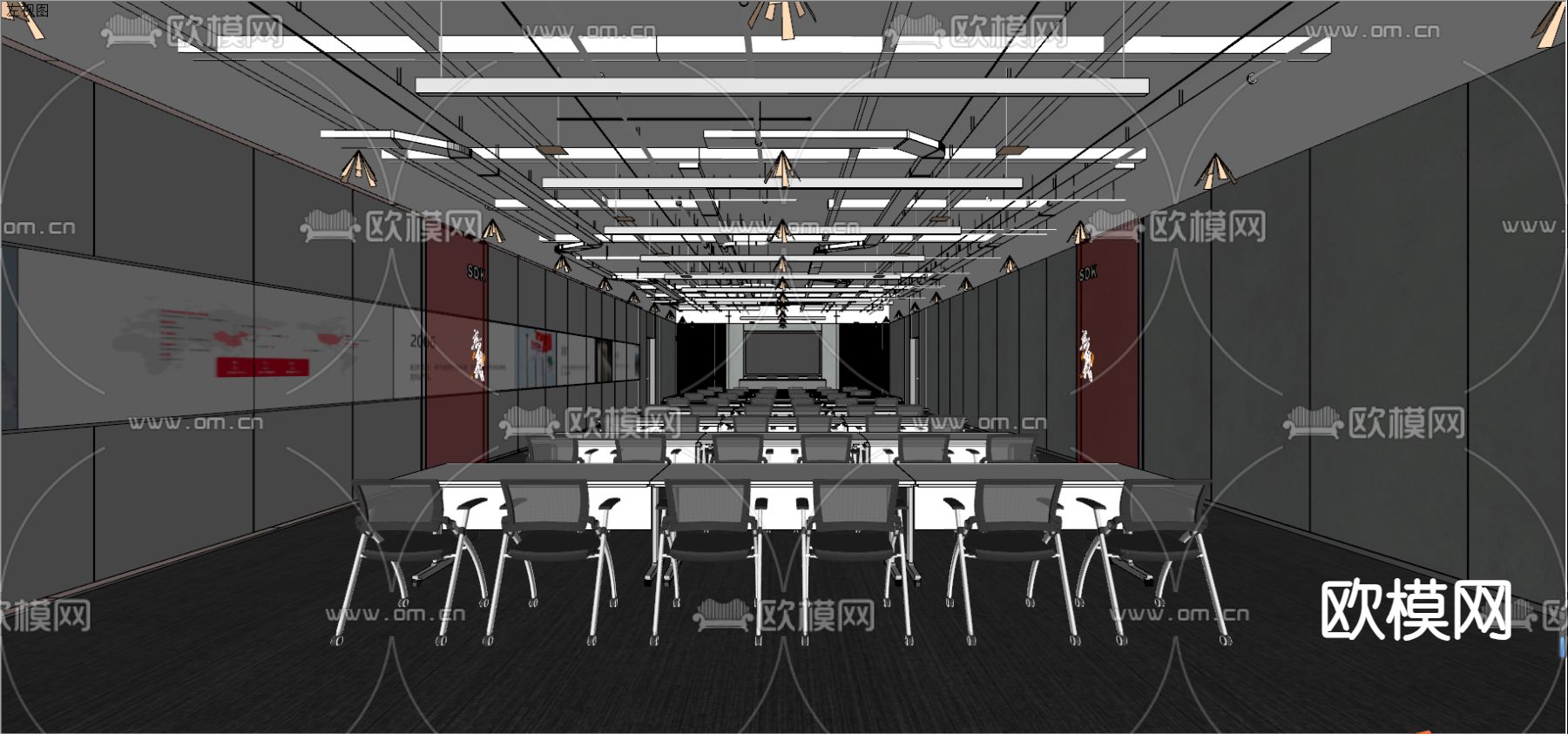 现代党建报告厅su模型