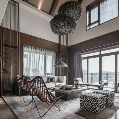  侘寂风别墅客厅su模型 