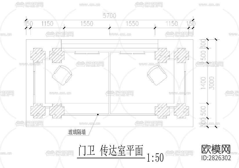 某住宅小区入口cad设计图下载(渲染图2)