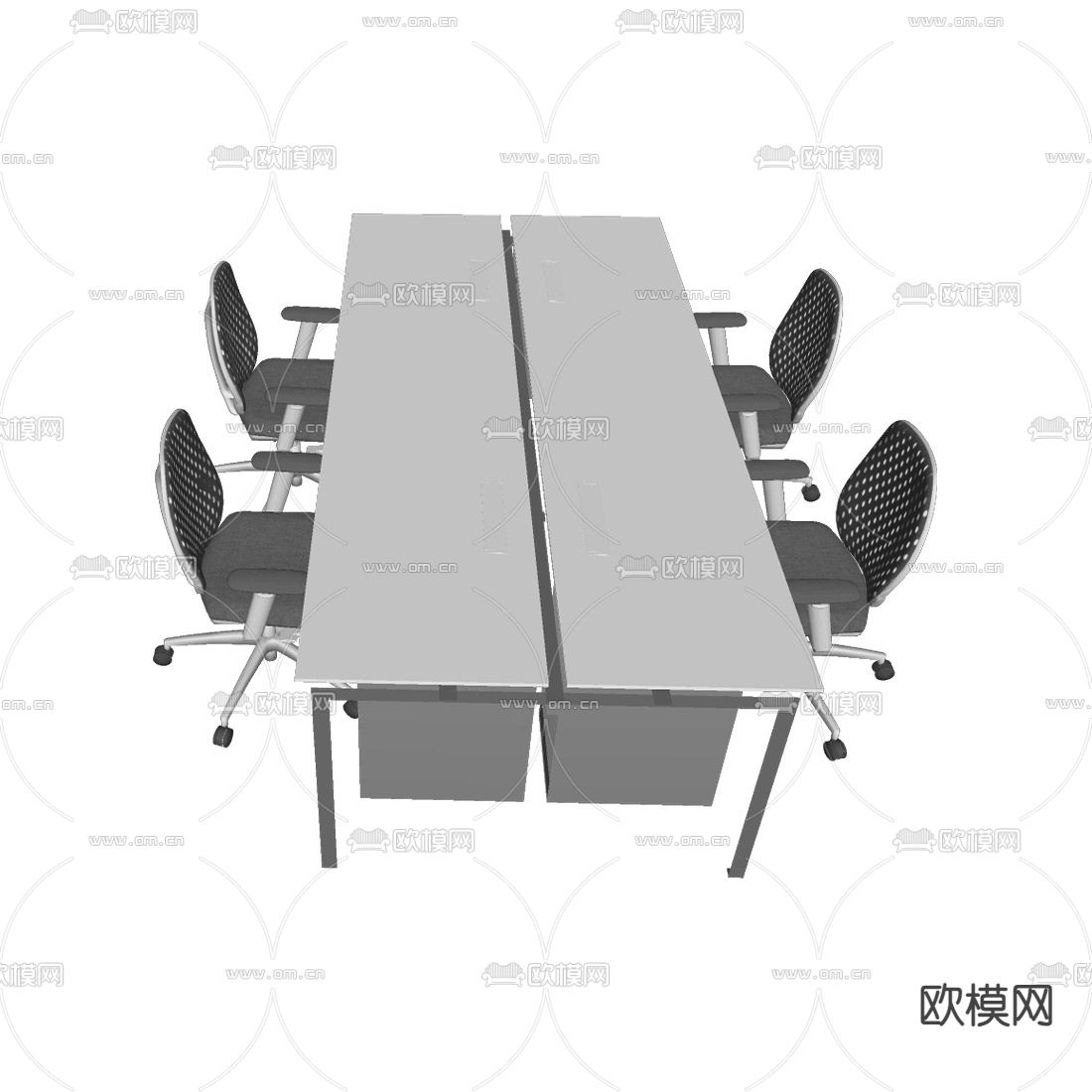 办公桌 工位su模型下载（渲染图2）