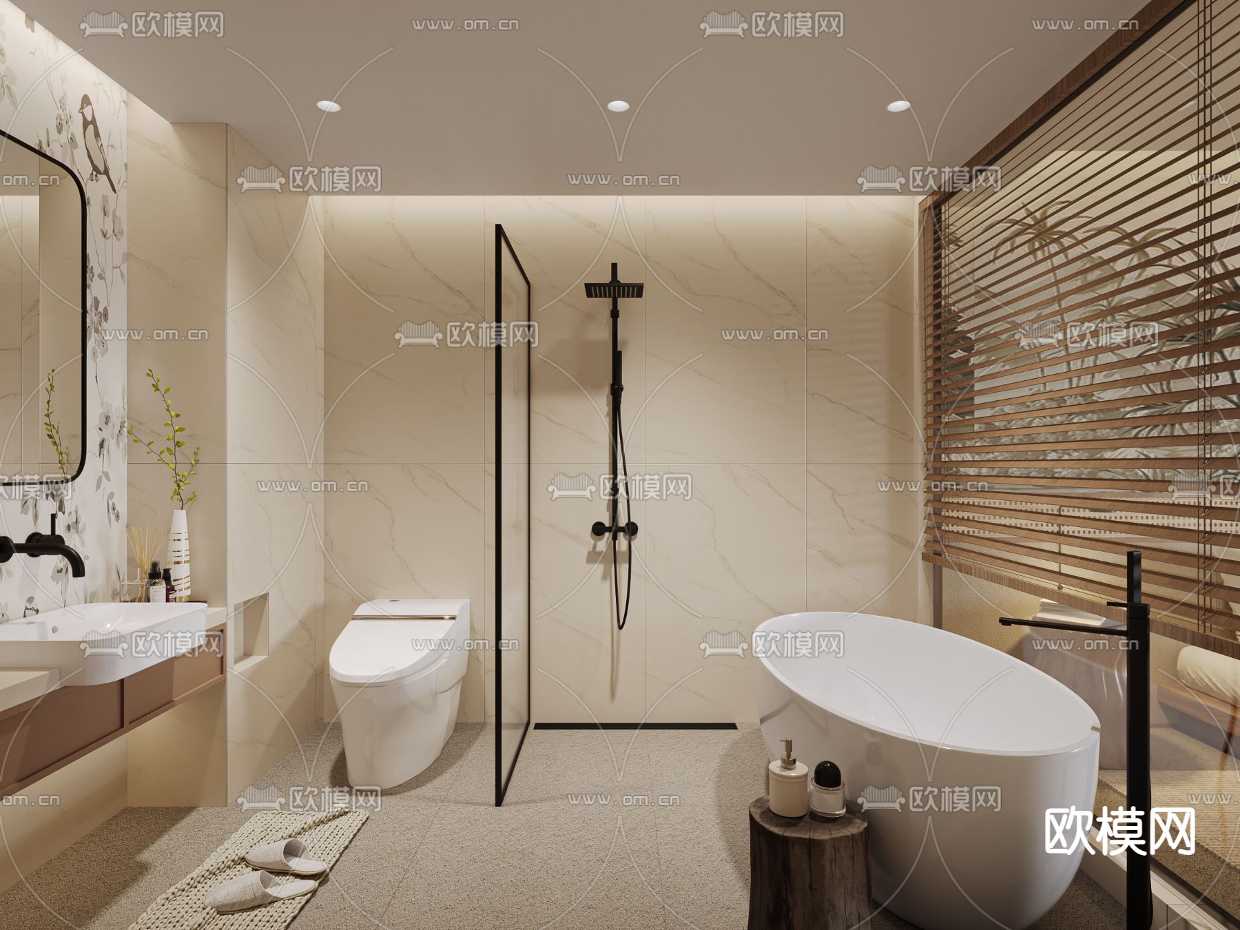 侘寂海景客房su模型下载（渲染图2）