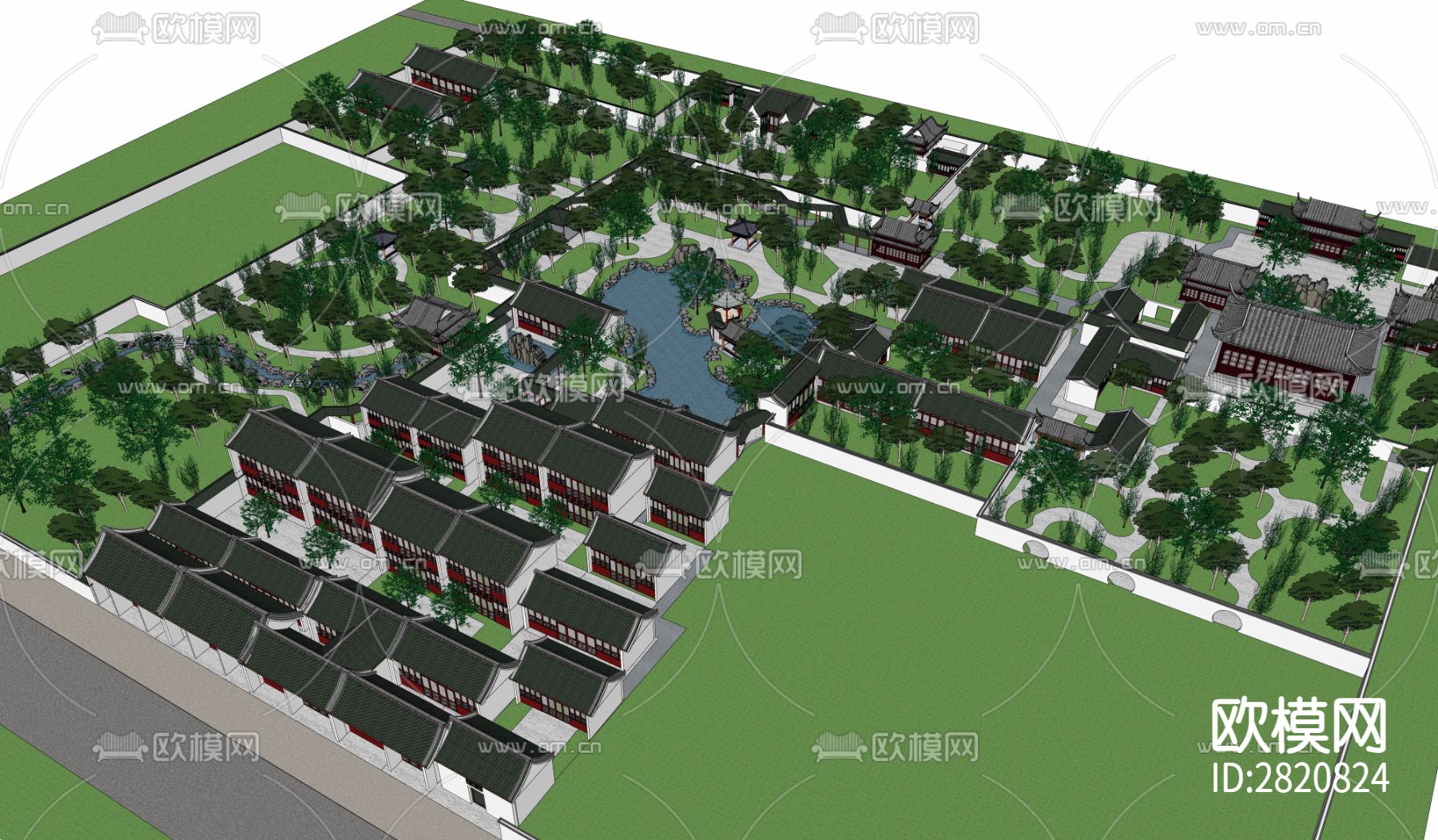 苏州园林景观cad施工图下载（渲染图2）