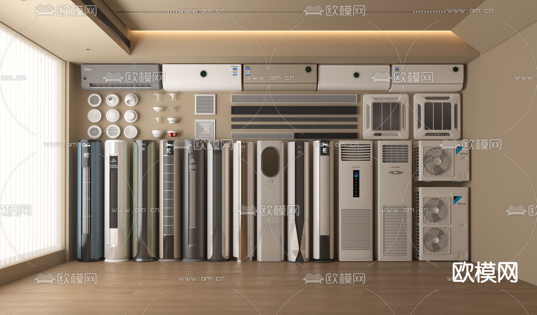 立式空调 中央空调 空调外机3d模型下载