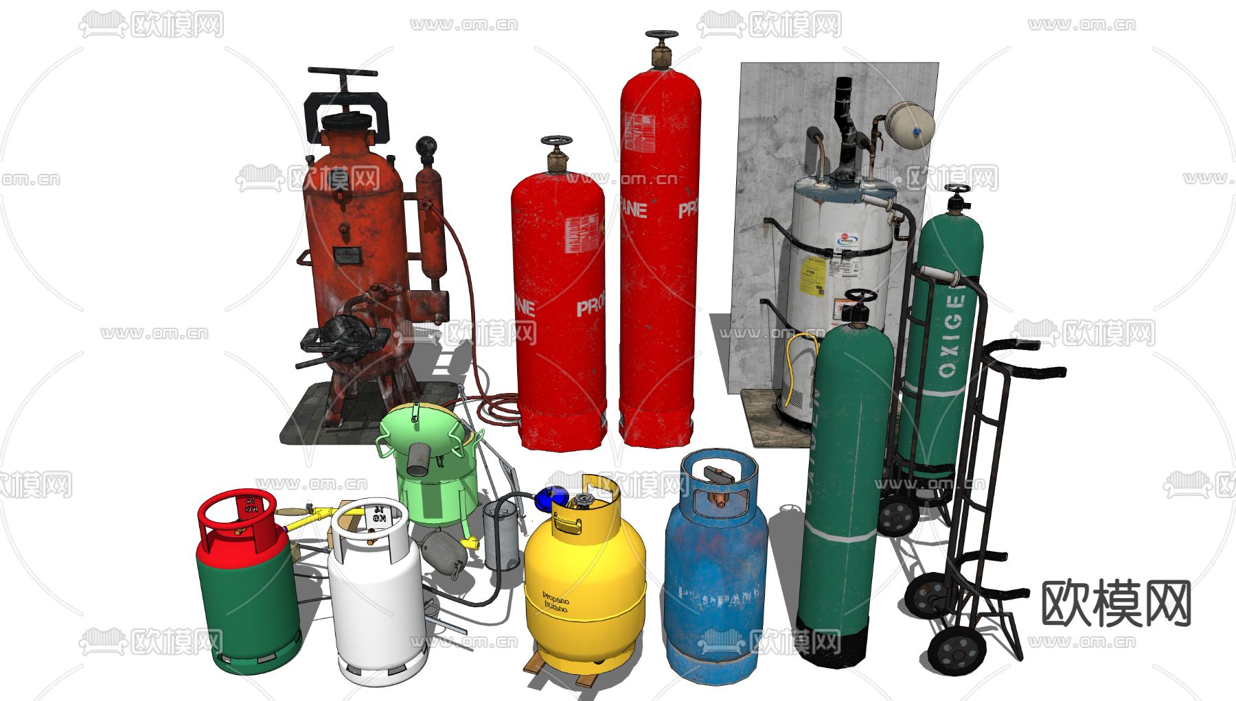气焊机 煤气罐su模型下载（渲染图1）