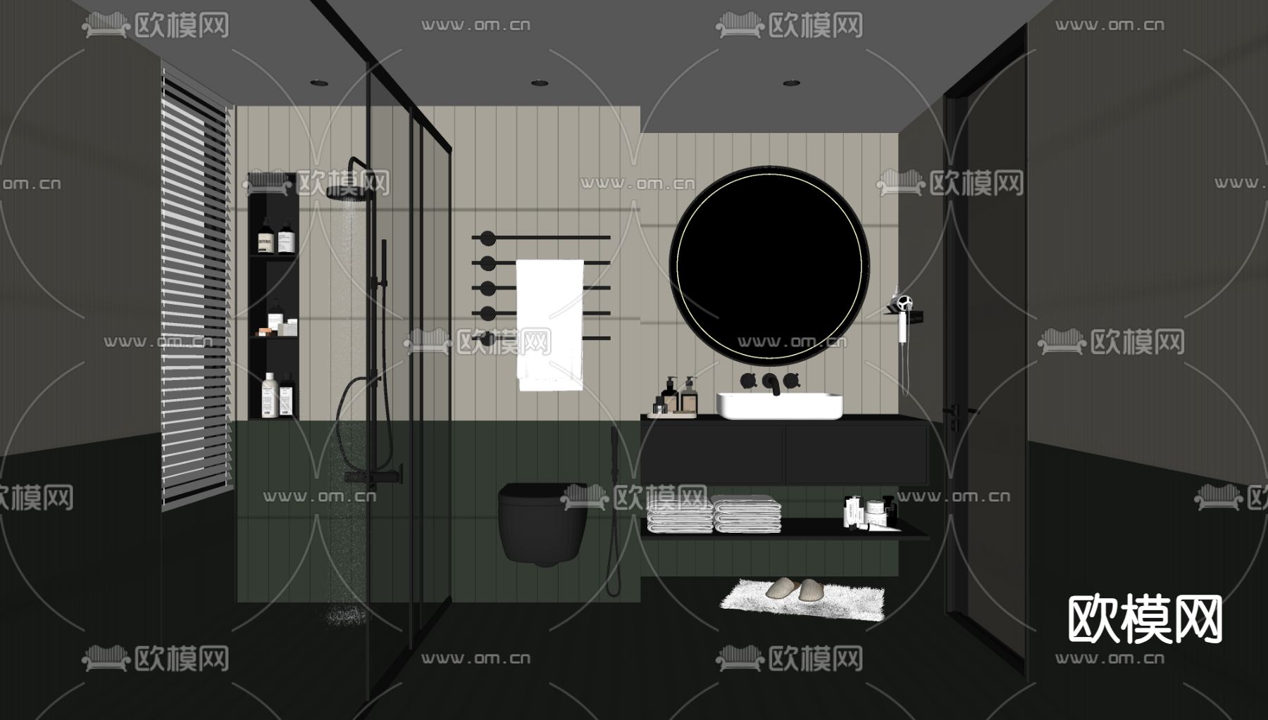 美式卫生间 浴室su模型下载（渲染图2）