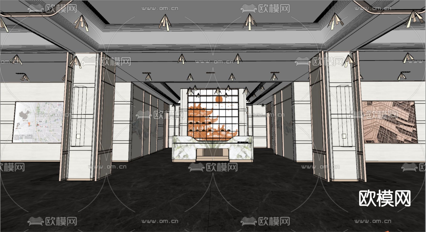 售楼处大堂su模型