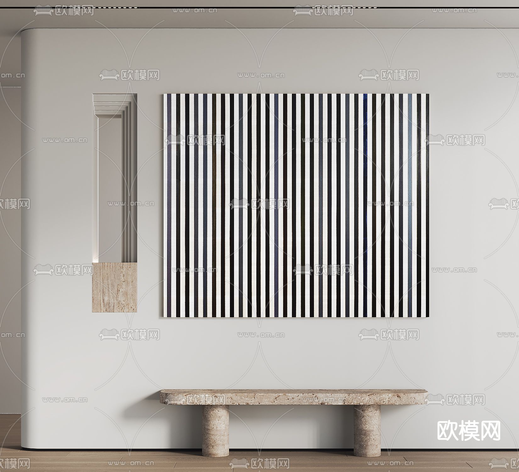 装饰画 挂画 条纹画su模型下载（渲染图1）