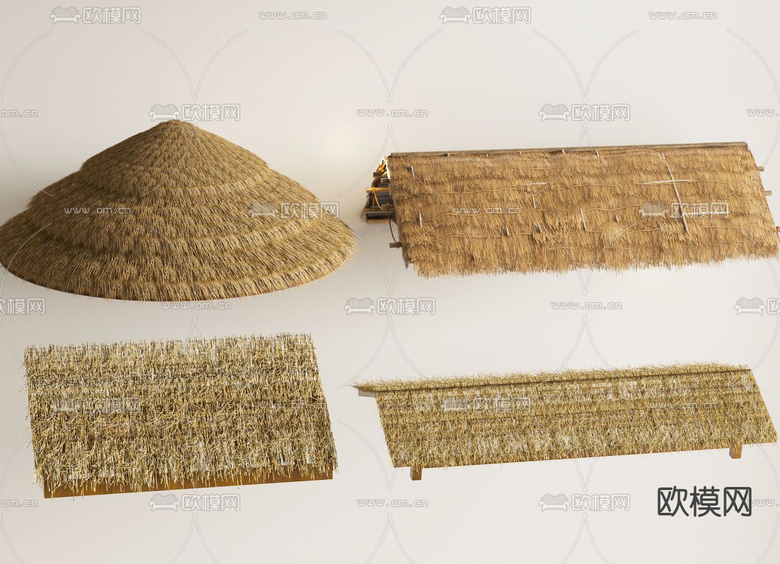茅草 茅草棚 枯草 草垛3d模型下载