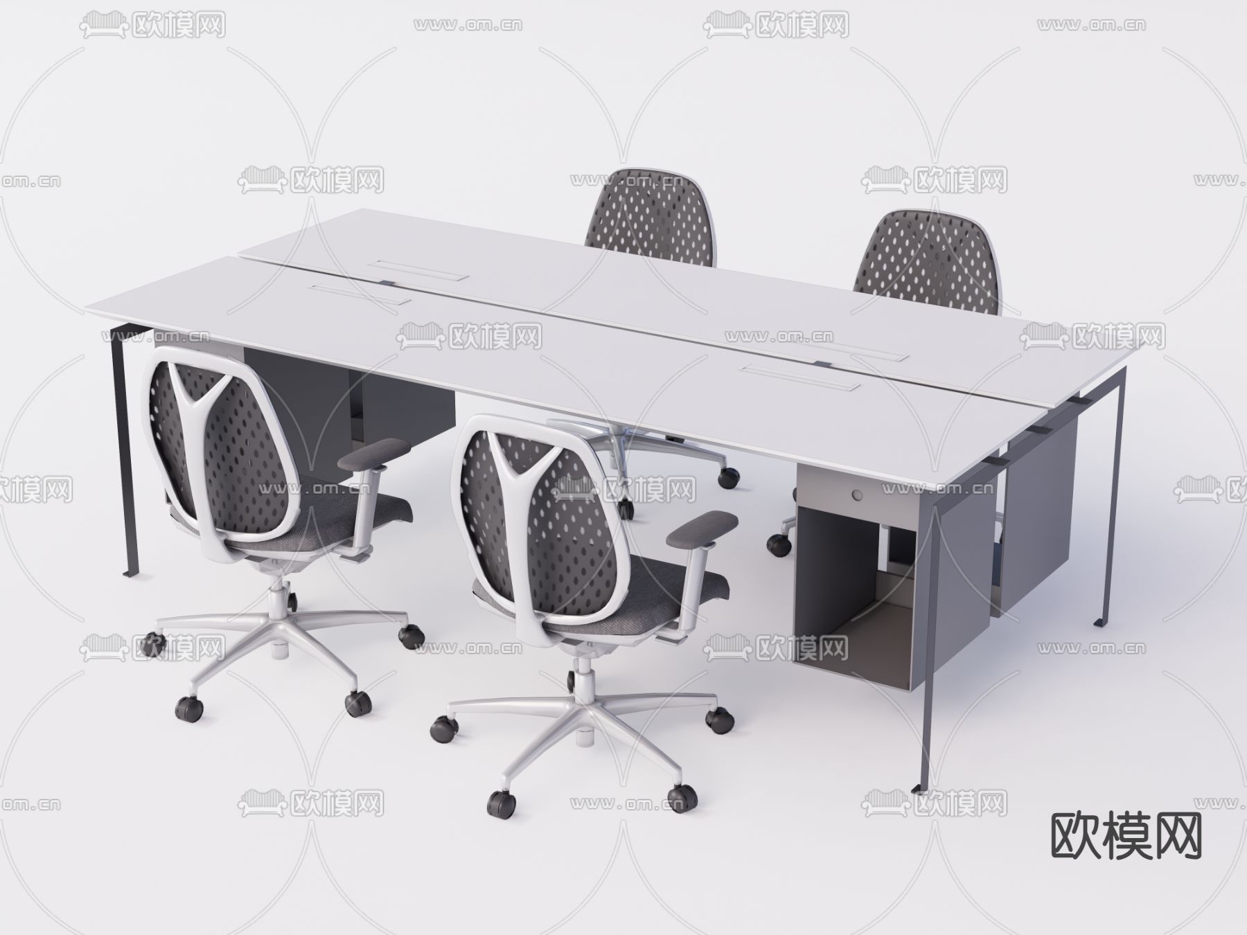 办公桌 工位su模型下载（渲染图1）