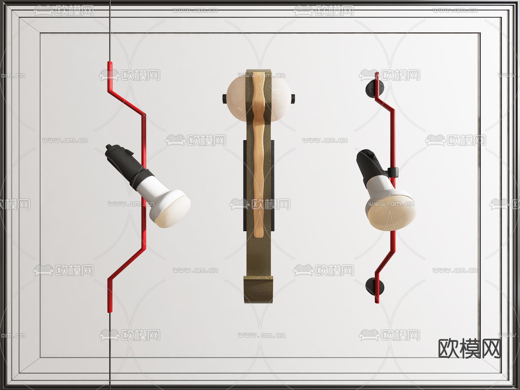 工业风创意壁灯su模型下载（渲染图1）