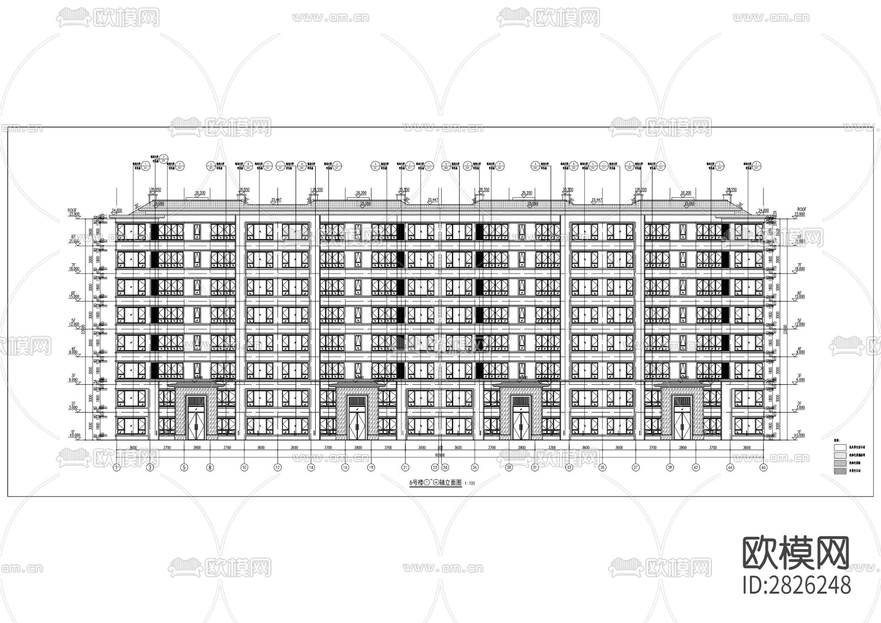 宗地项目1#～8#楼全套cad施工图下载（渲染图5）