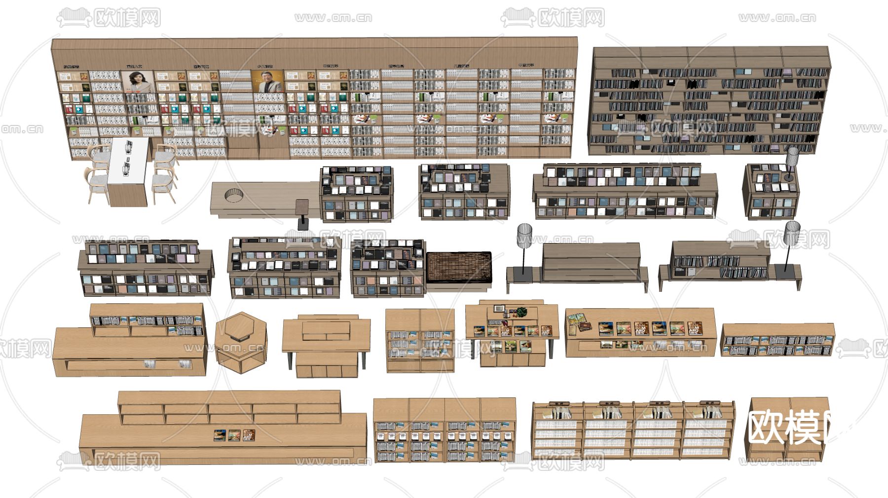 现代书柜 书架su模型下载（渲染图3）