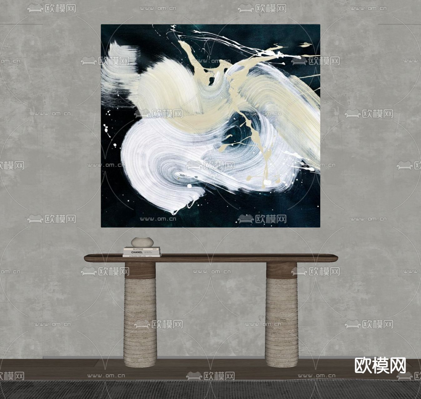 侘寂风挂画 抽象画 装饰画su模型