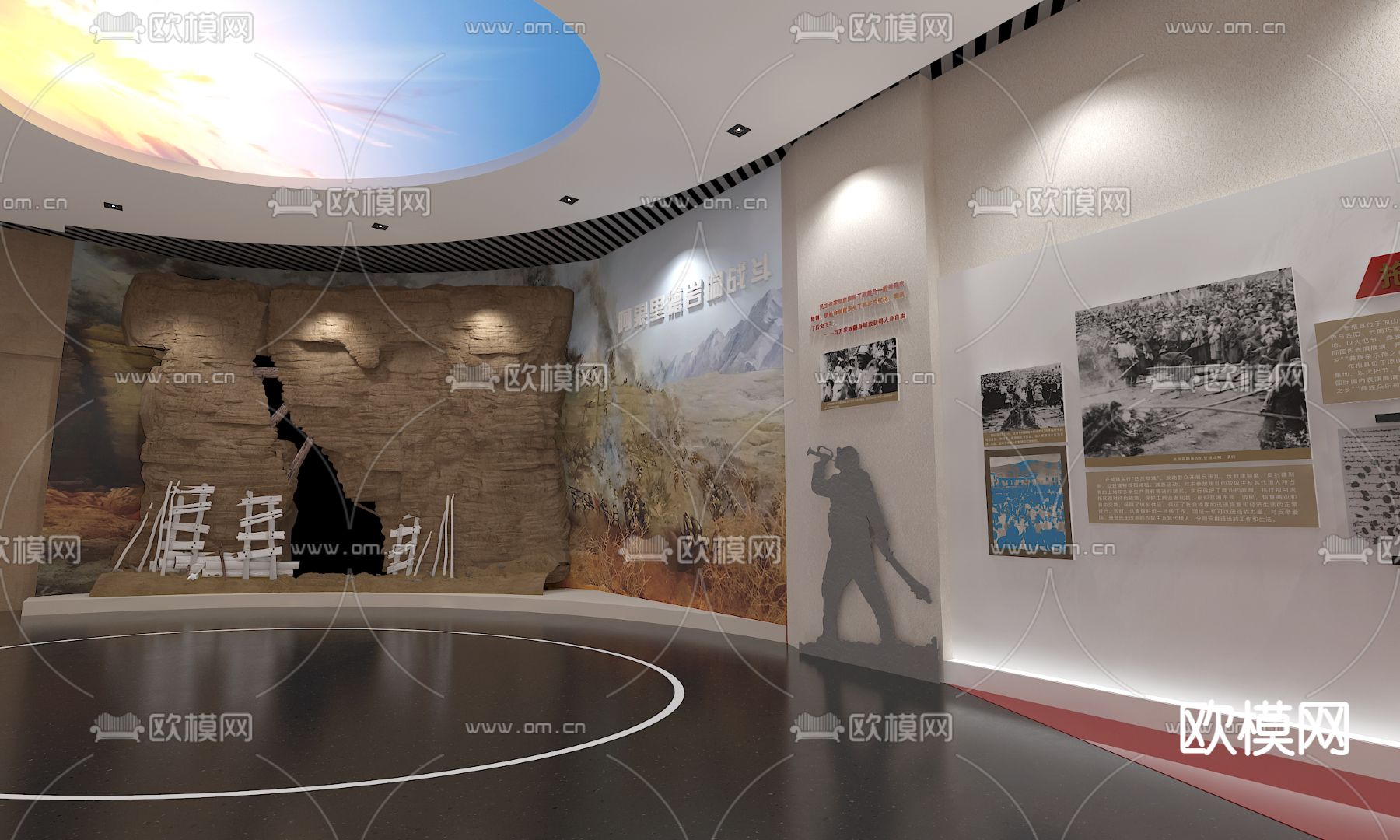 党建革命展厅su模型下载（渲染图3）