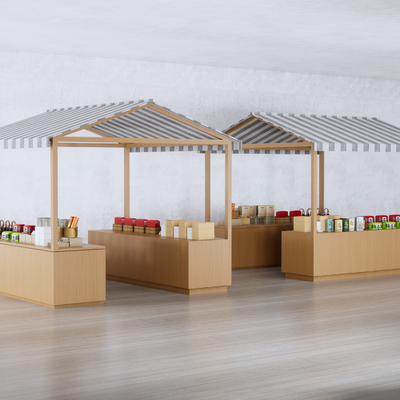 售卖摊位 文创产品展柜su模型