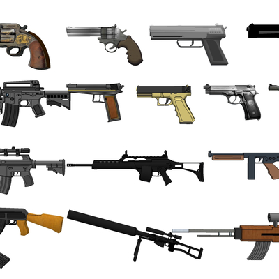  手枪 机关枪su模型 